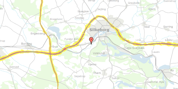 Trafikstøjkort på Ærøvej 21F, 8600 Silkeborg