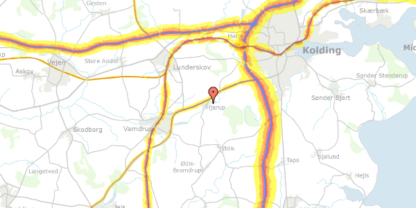 Trafikstøjkort på Hjarupgårdsvej 7A, 6580 Vamdrup