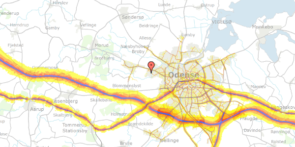 Trafikstøjkort på Guldæble Have 2, 5210 Odense NV