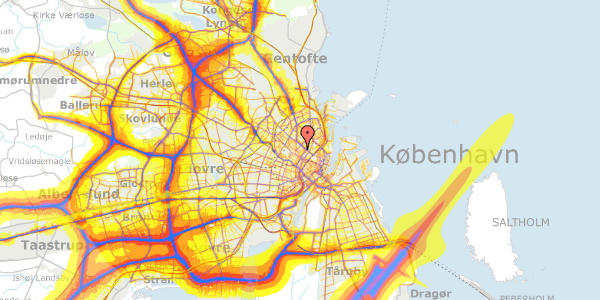 Trafikstøjkort på Læssøesgade 14B, 3. , 2200 København N