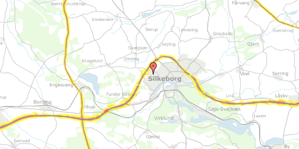 Trafikstøjkort på Buskelundengen 58, 8600 Silkeborg