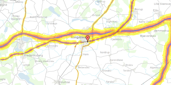 Trafikstøjkort på Haslevvej 2, 4100 Ringsted