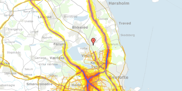 Trafikstøjkort på Øverødvej 3, 2840 Holte