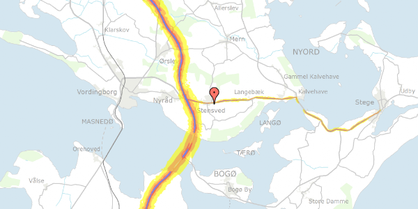 Trafikstøjkort på Mosevangen 26, 4773 Stensved