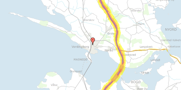 Trafikstøjkort på Kuskevej 13, 4760 Vordingborg