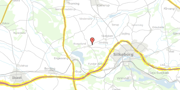 Trafikstøjkort på Kragelundtoften 36, 8600 Silkeborg