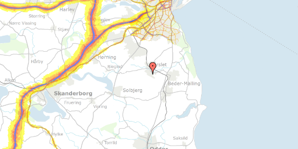 Trafikstøjkort på Nymarks Allé 33, 8320 Mårslet