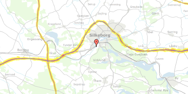 Trafikstøjkort på Lysbroparken 11, 8600 Silkeborg