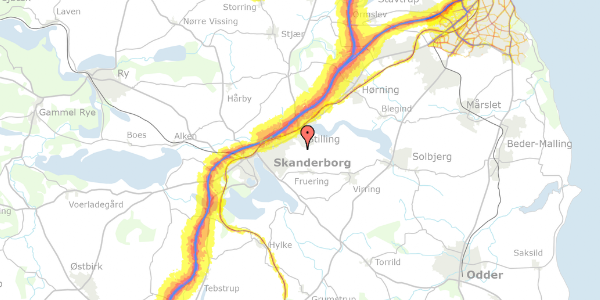 Trafikstøjkort på Blishønedalen 15, 8660 Skanderborg