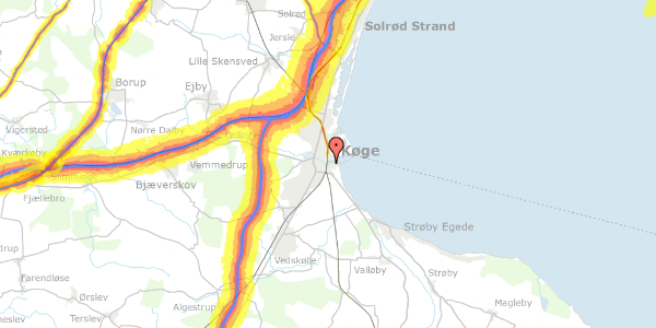 Trafikstøjkort på Vestre Havnevej 11, 4600 Køge