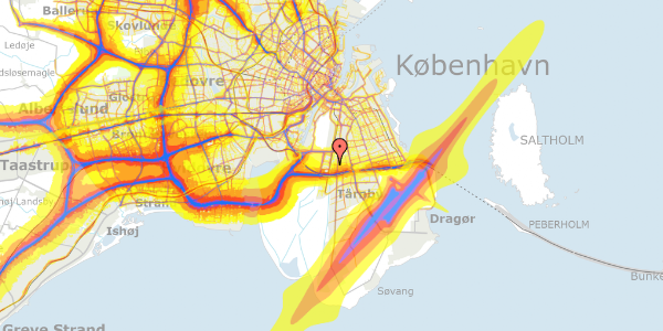 Trafikstøjkort på Ørestads Boulevard 61E, 6. th, 2300 København S