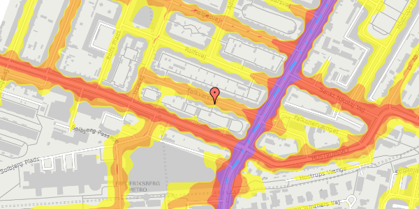 Trafikstøjkort på Folkvarsvej 11, 1. , 2000 Frederiksberg