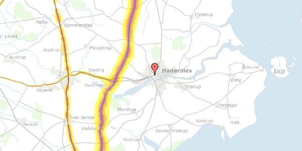 Trafikstøjkort på Vestergade 39B, 1. th, 6100 Haderslev