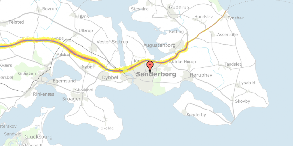 Trafikstøjkort på Sjællandsgade 10, 6400 Sønderborg