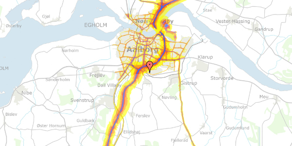 Trafikstøjkort på Indkilde Alle 68, 9210 Aalborg SØ