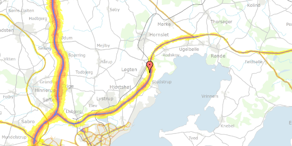 Trafikstøjkort på Fruenseje 35, 8541 Skødstrup