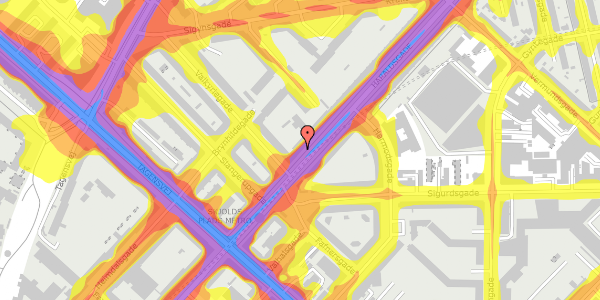 Trafikstøjkort på Haraldsgade 13, 2200 København N