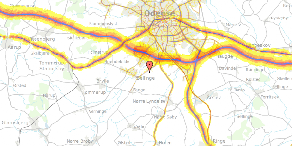 Trafikstøjkort på Gyldenhøjen 9, 5260 Odense S