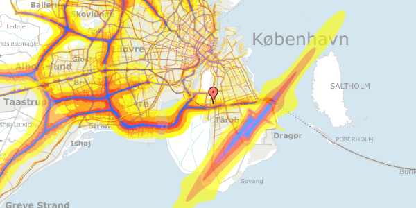 Trafikstøjkort på Arne Jacobsens Allé 11A, 9. 1, 2300 København S