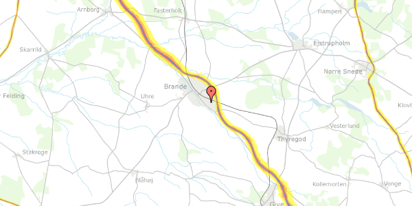 Trafikstøjkort på Fyrrevænget 11, 7330 Brande