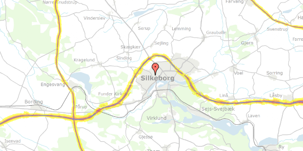 Trafikstøjkort på Bakkevænget 35A, 8600 Silkeborg