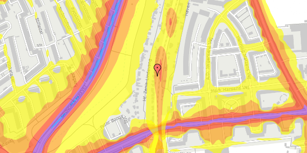 Trafikstøjkort på Hf. Zenia-Lindevang 22, 2000 Frederiksberg