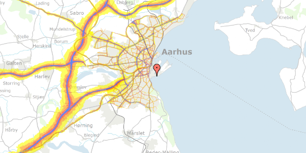 Trafikstøjkort på Marselisborg Havnevej 34, 1. , 8000 Aarhus C