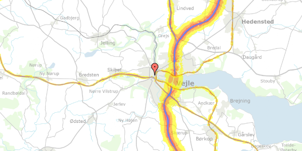 Trafikstøjkort på Åkæret 3, 2. 4, 7100 Vejle