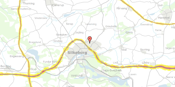 Trafikstøjkort på Hagemannsvej 24, 8600 Silkeborg