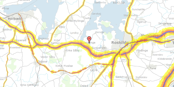 Trafikstøjkort på Byager 21, 4000 Roskilde