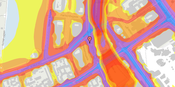 Trafikstøjkort på Vester Farimagsgade 3, st. th, 1606 København V