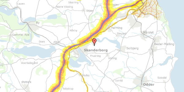 Trafikstøjkort på Blishønedalen 14, 8660 Skanderborg