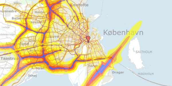 Trafikstøjkort på Myggenæsgade 11, kl. , 2300 København S