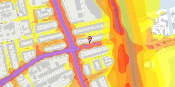 Trafikstøjkort på Nordre Frihavnsgade 87, st. th, 2100 København Ø