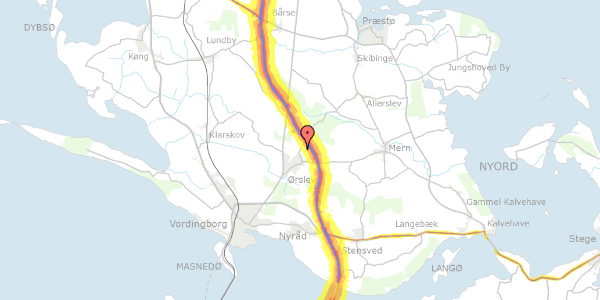 Trafikstøjkort på Ugledigevej 96, 4760 Vordingborg