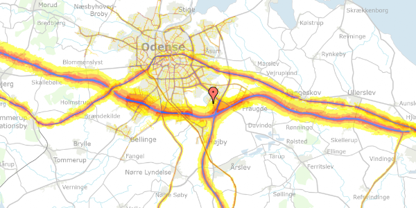 Trafikstøjkort på Hollufgård Vænget 14, 5220 Odense SØ