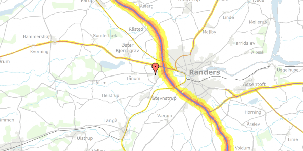 Trafikstøjkort på Mozarts Alle 1, 8920 Randers NV