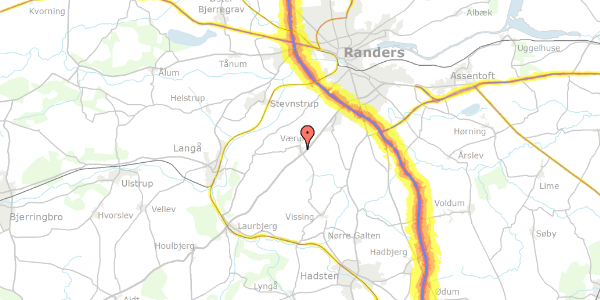 Trafikstøjkort på Ved Kirken 1A, 8940 Randers SV