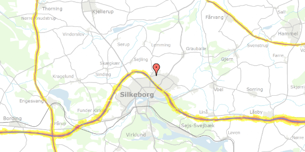 Trafikstøjkort på Holmbladsvej 2, 8600 Silkeborg