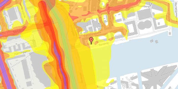 Trafikstøjkort på Sandkaj 9, 2. th, 2150 Nordhavn