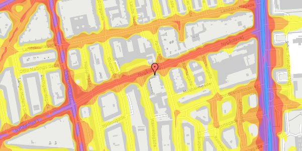 Trafikstøjkort på Nygårdsvej 25, 2. th, 2100 København Ø