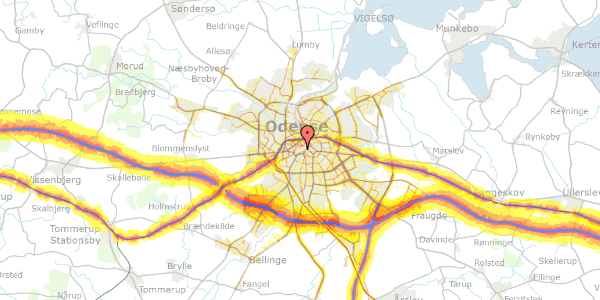 Trafikstøjkort på Kongensgade 10, 5000 Odense C