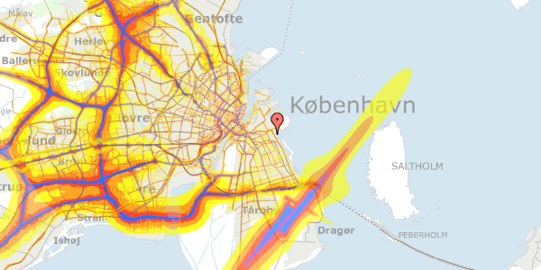 Trafikstøjkort på Lindgreens Allé 10N, 2. th, 2300 København S