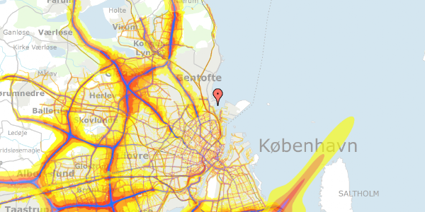 Trafikstøjkort på Strandpromenaden 73, 1. mf, 2100 København Ø