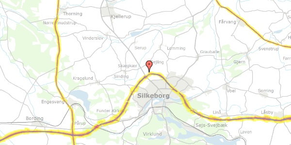 Trafikstøjkort på Bøgelyvej 86, 8600 Silkeborg