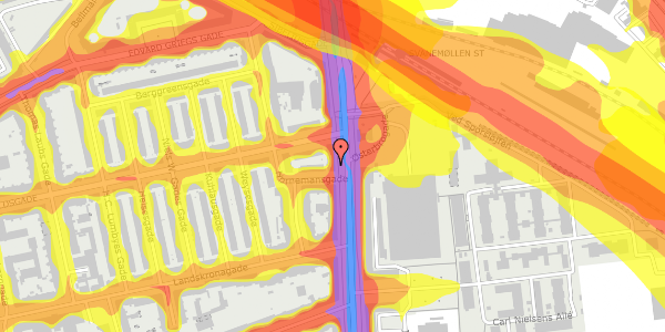 Trafikstøjkort på Østerbrogade 153, 2100 København Ø