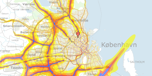 Trafikstøjkort på Tagensvej 129, 3. 39, 2200 København N