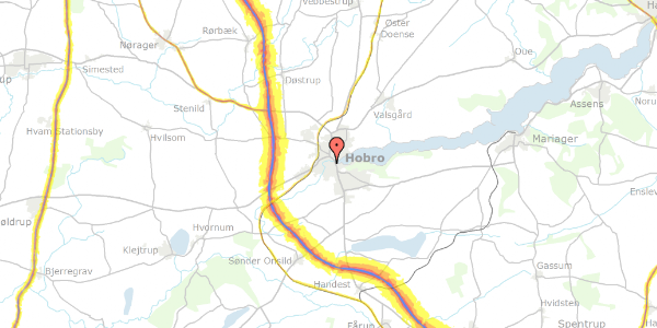 Trafikstøjkort på Rørholmsgade 6B, 1. 3, 9500 Hobro