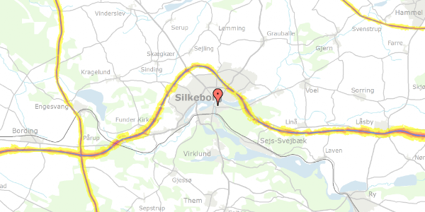 Trafikstøjkort på Godthåbsvej 2, 8600 Silkeborg