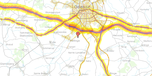 Trafikstøjkort på Gyldenhusvej 73, 1. , 5260 Odense S